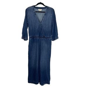 Cloth & Stone Jumpsuit Women's Small Blue Denim Crop Festival Party Boho Stretch